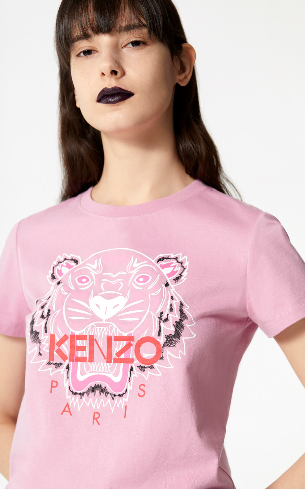 Kenzo Bleached Tiger T-shirt Dames Roze | 57184QANJ